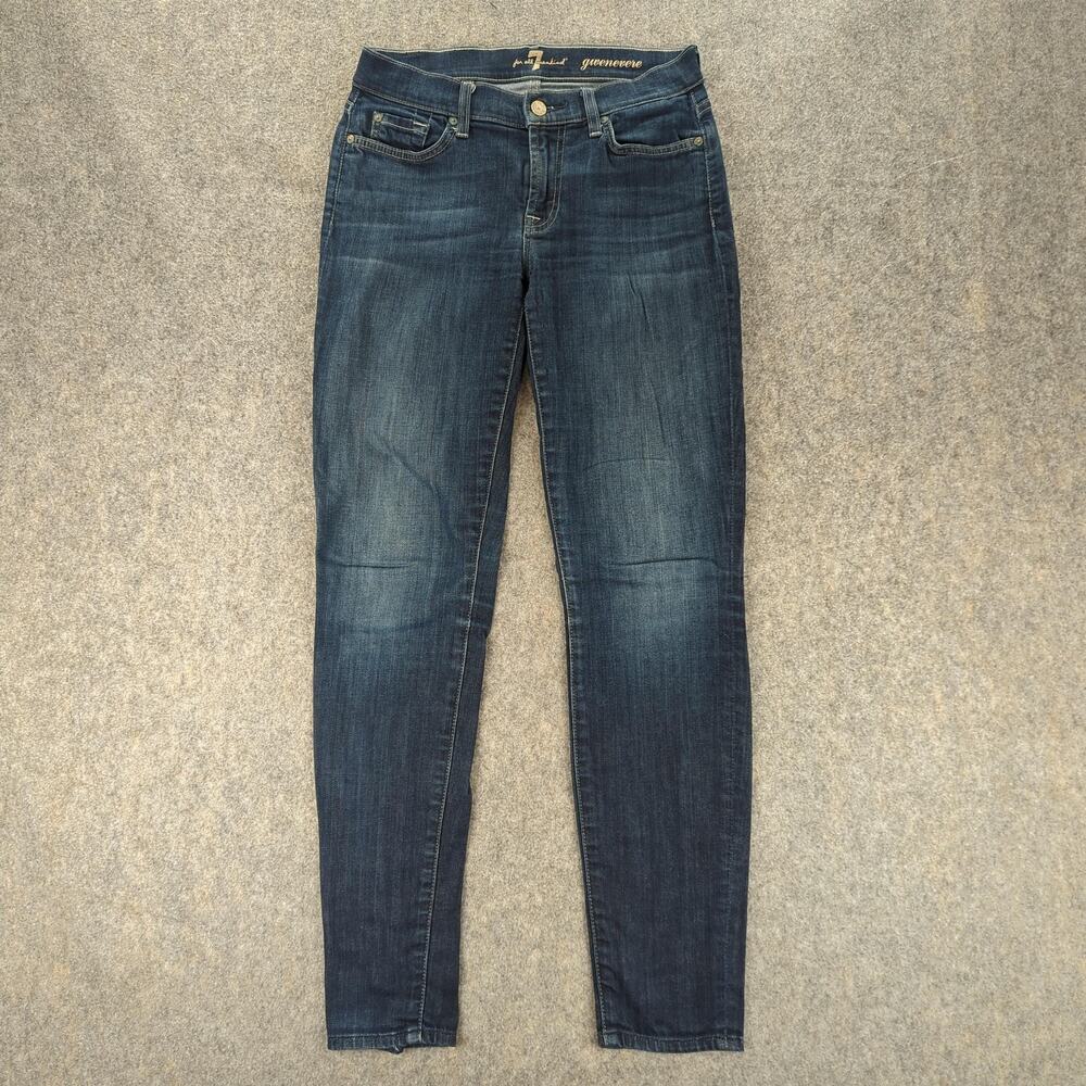 7 For All Mankind Jeans Womens 27 Blue Gwenevere Skinny Stretch Denim Mid Rise